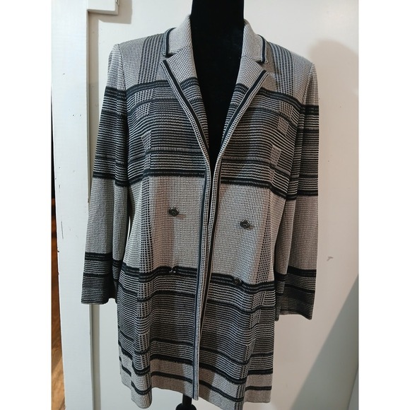 Ming Wang Jackets & Blazers - Ming Wang medium Women's Knit Jacket Blazer Double Breasted Black White